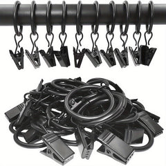 12pcs Metal Curtain Rings w/ Clips 1 In Diameter Hanging Clips Vintage Bathroom