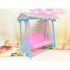 Pink Striped Canopy Mini Doll Swing Decoration