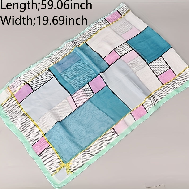Chiffon Scarf Dot Print Geometric Block Shawl Casual Head Wrap