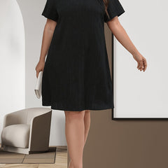 Women's Plus Solid Cut Out Short Sleeve Dress