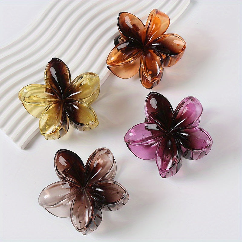 4pcs Flower Hair Clips For Girls Gradient Claw Clips Hair Accessories