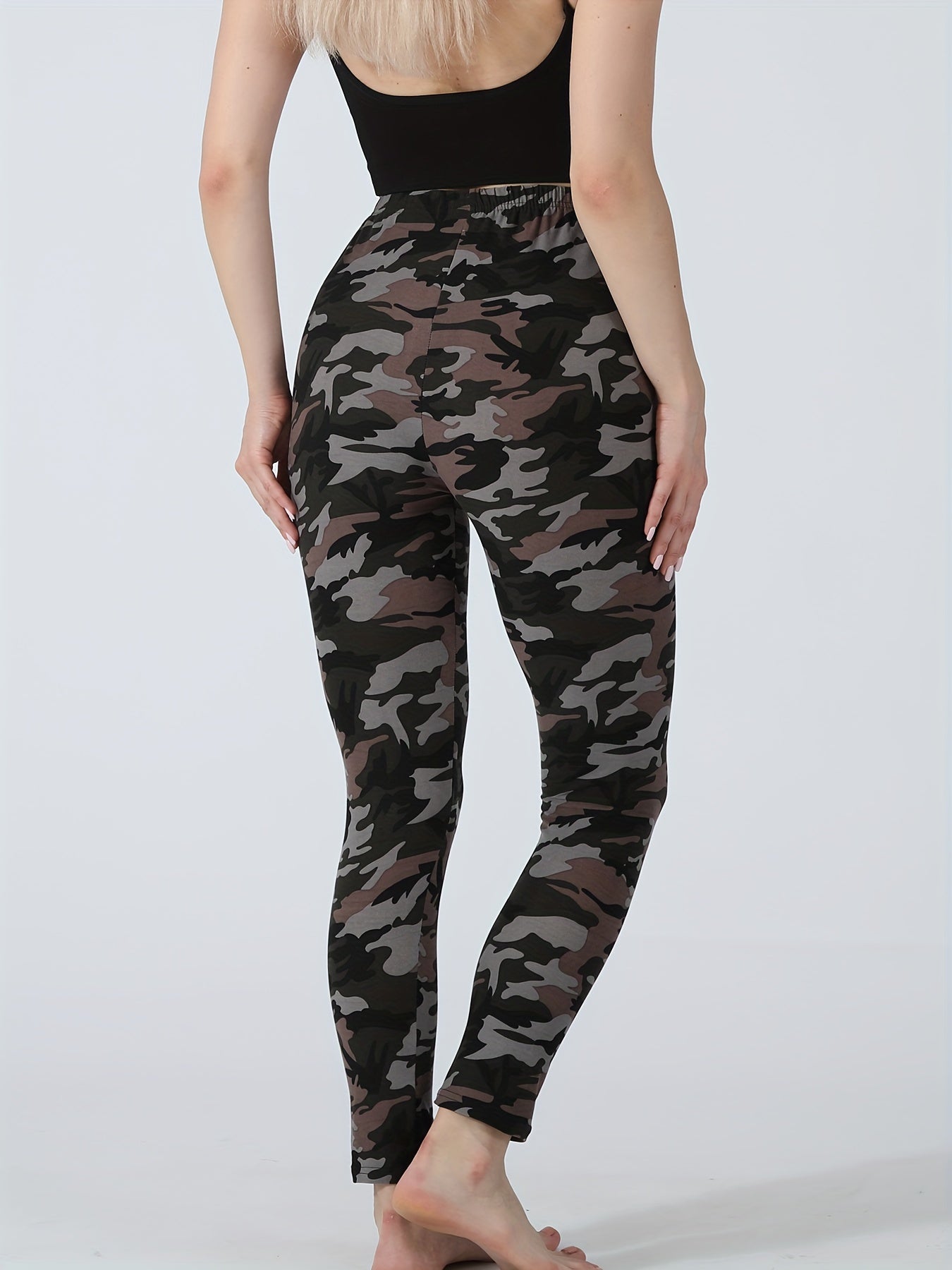 Camo Print Lounge Pants Casual Slim Elastic Waistband Pants