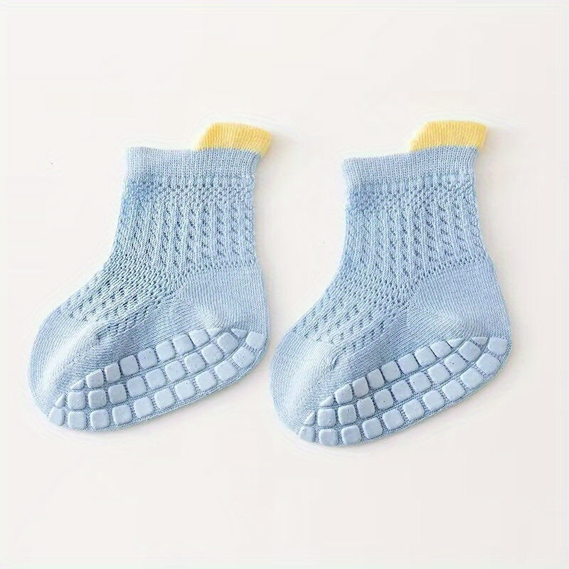 6 Pairs Baby Boys Mesh Breathable Crew Socks Anti-Skid Toddlers Children's Socks
