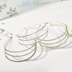 Retro Rhinestone 3 Tiers Headband Female Versatile Headband