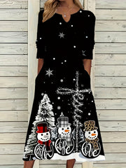  Christmas Casual Dress Women's Plus Graphic Long Sleeve