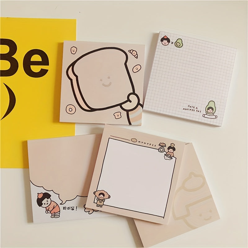 Book Cartoon Bread Memo Memo Notebook Sticky Notes 50 Sheets