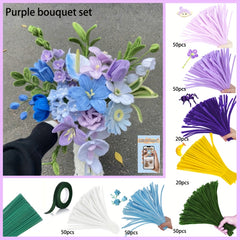 Pipe Cleaner Flower Craft Kit 7 Colors Powder Pearls Chenille Stalk Tutorial