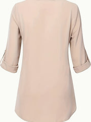  V-Neck Long Sleeve Blouse