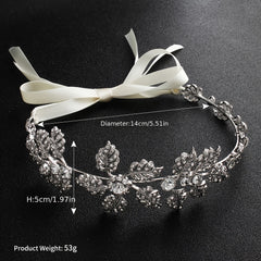 Silver Flower Headband Leaf Bridal Hairband Crown