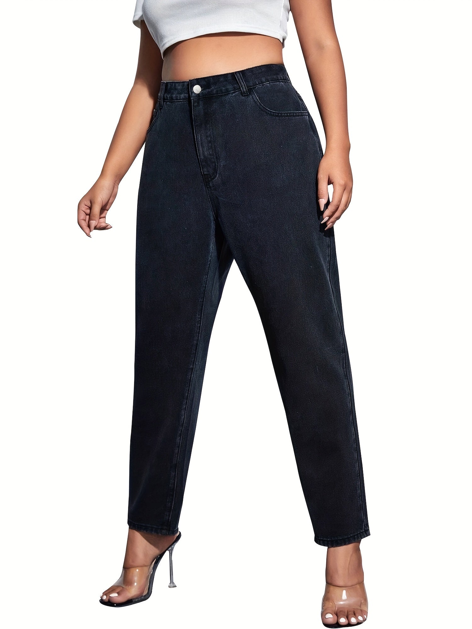  High Rise Stretch Straight Leg Jeans