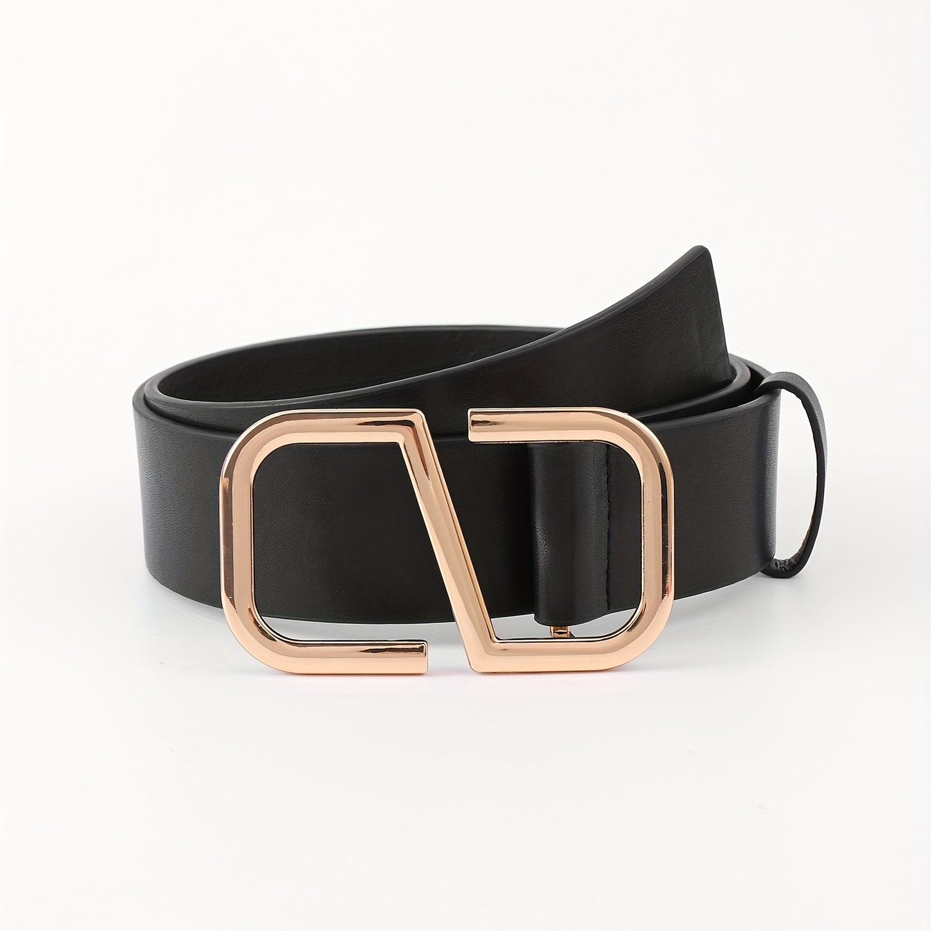 Geometric S Buckle Belt Solid PU Leather Waist Belt Jeans Pants Belt