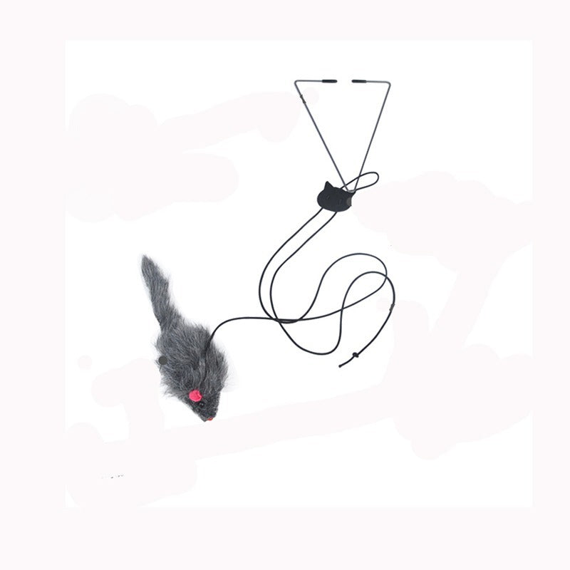 Interactive Door Hanging Cat Toy with Mouse Teaser