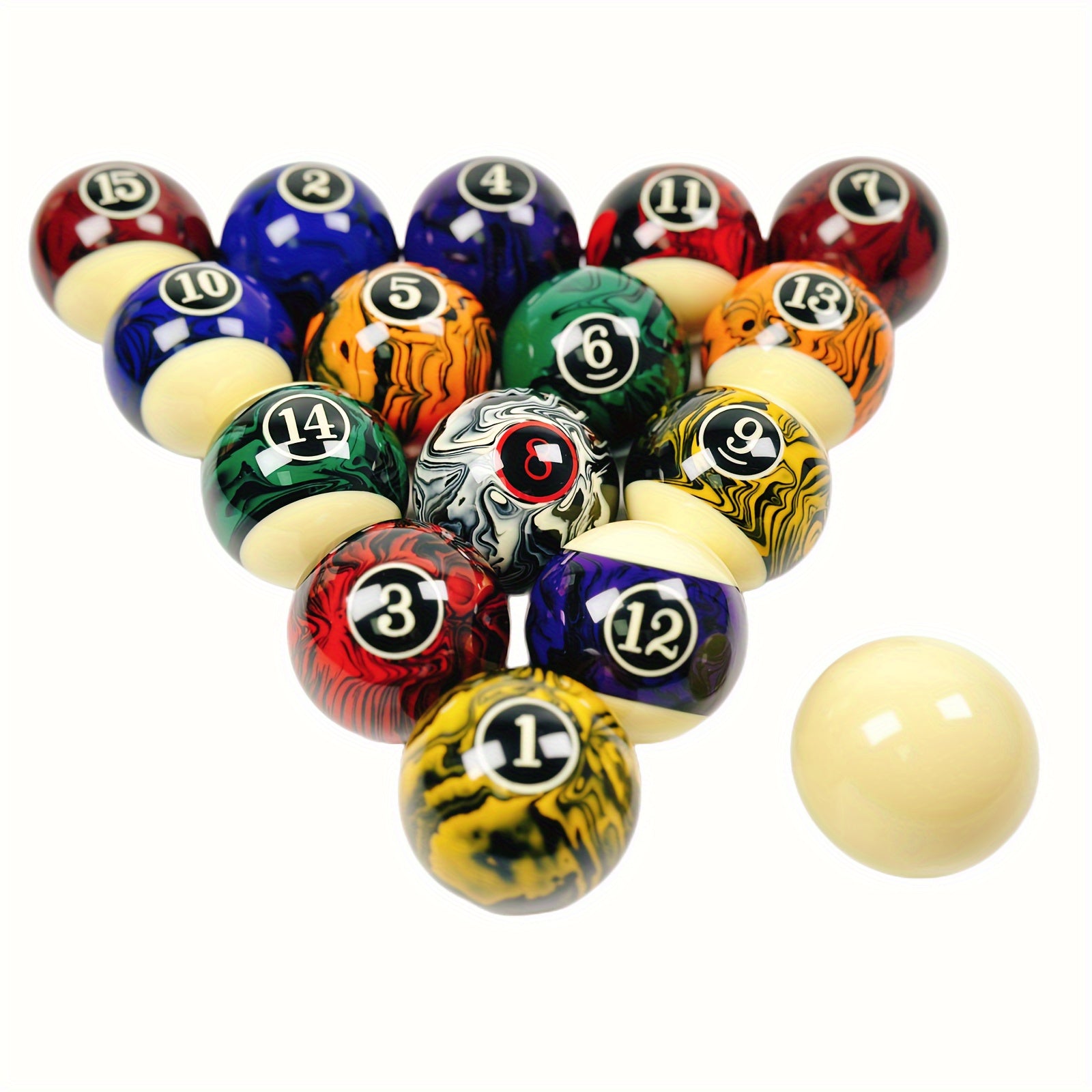 16pcs Marbled Billiard Ball Standard Size Pool Table Balls