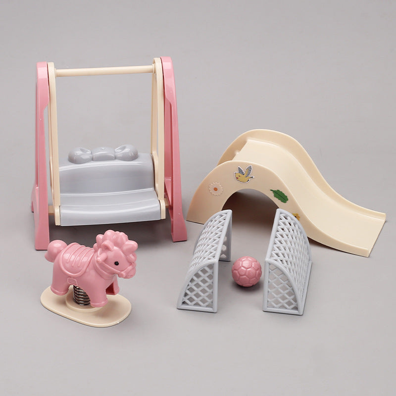 Wooden Horse Swing Doll House Accessory Set