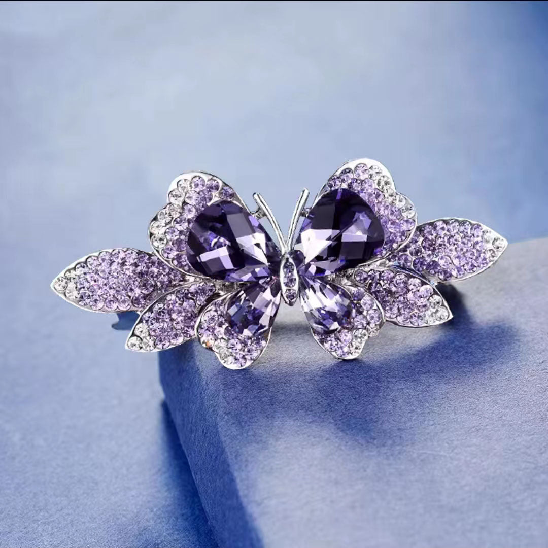 Glitter Rhinestone Hair Clip Spring Flower Butterfly Hairpin Crystal Barrette