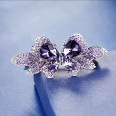 Glitter Rhinestone Hair Clip Spring Flower Butterfly Hairpin Crystal Barrette