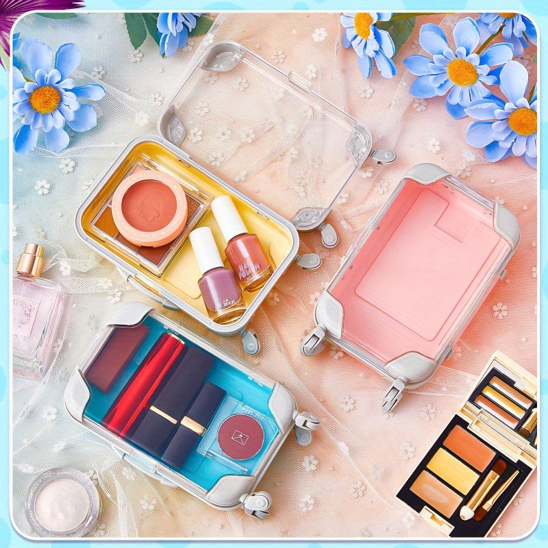 Mini Luggage Dollhouse Organizer - Transparent Plastic Storage Box
