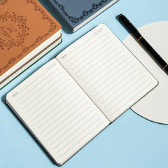 1PC 360 Page Leather Bound Notebook Retro Pattern PU Diary Stationery