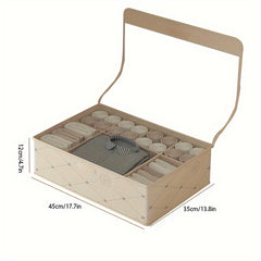 Underwear Drawer Storage Box Fabric Basket With Grids Handles