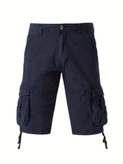 Solid Cotton Men's Cargo Short Pants Lightweight Below Knee Work Outdoors