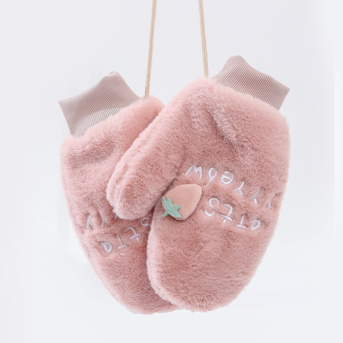 Couples Cartoon Strawberry Windproof Warm Gloves Winter Cold Weather