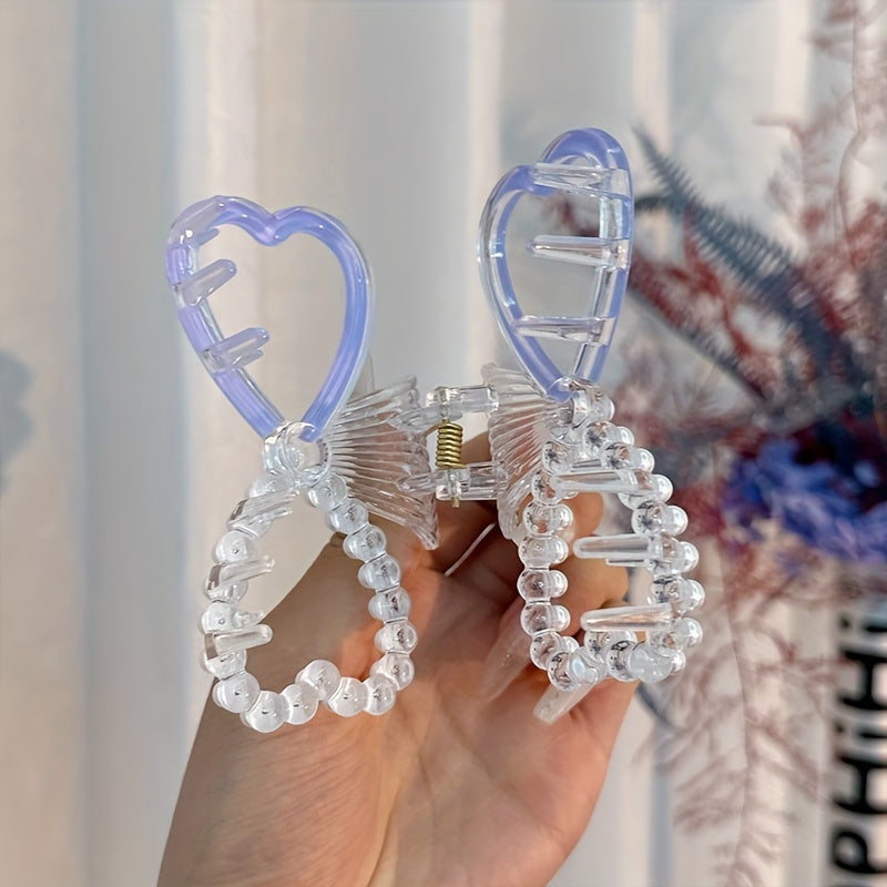 Faux Pearl Hair Claw Hollow Bow Shaped Ponytail Holder