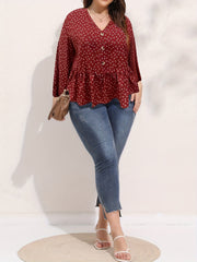  Floral Print Button Long Sleeve Blouse
