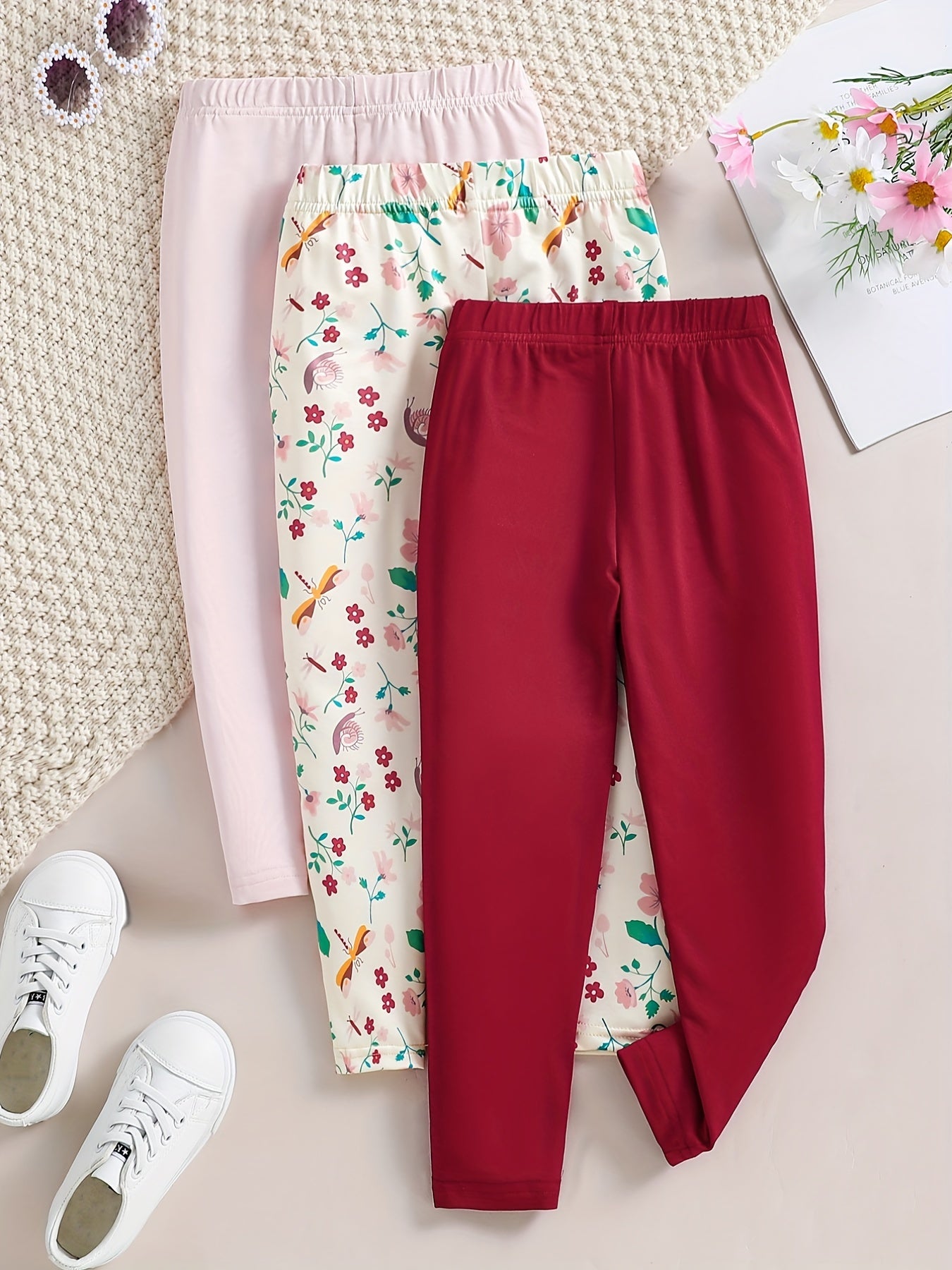 4pcs Girl's Comfort Fit Legging Pants Set