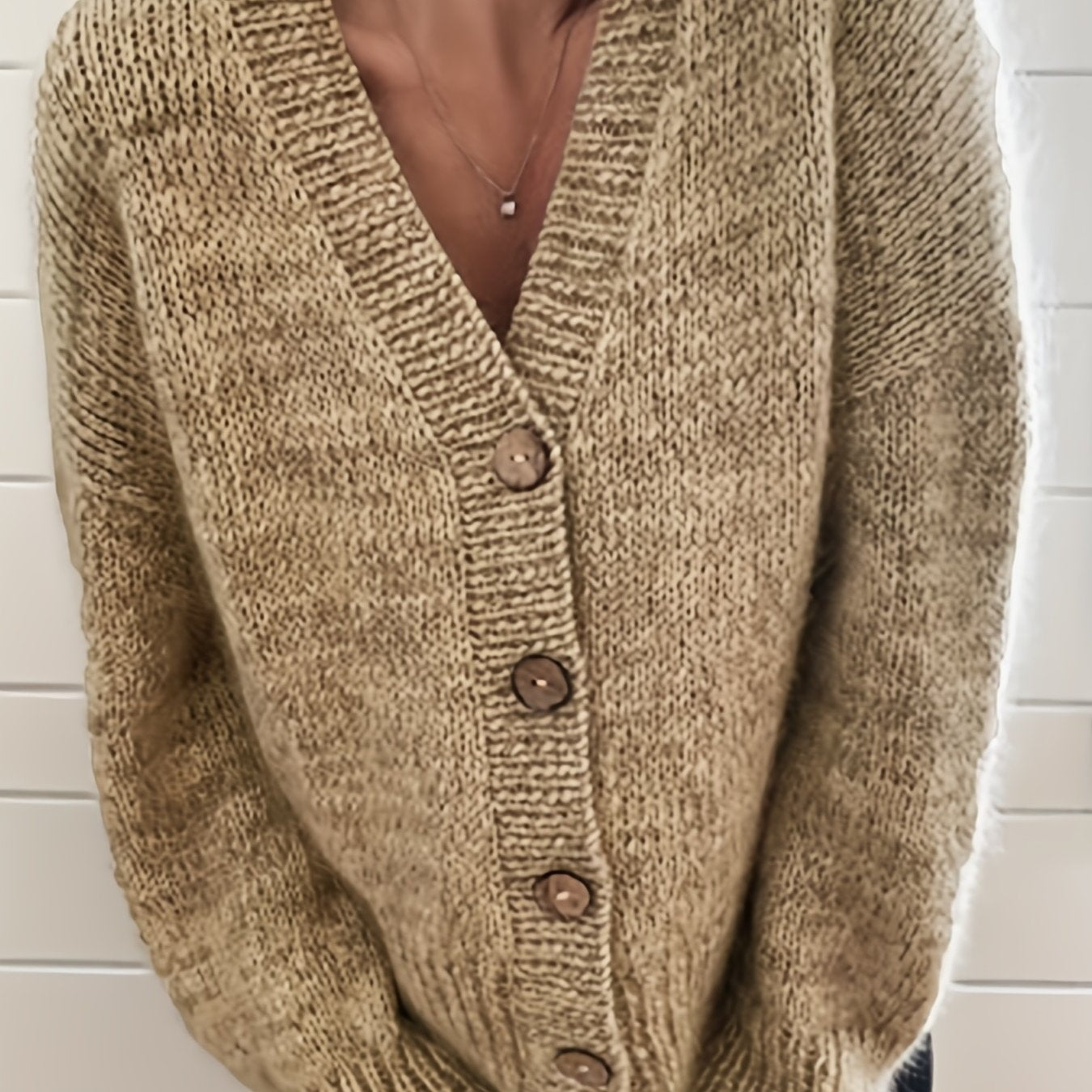  Solid Button Up Long Sleeve Cardigan