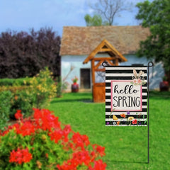 Spring Flower Garden Flag Double Sided Burlap 30x45cm Bunny Sign Yard Decor
