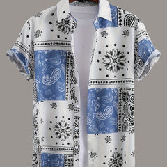 Men's Paisley Shirt Casual Lapel Button Up for Summer