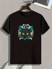 Cartoon Pattern Print Men's Comfy Sports T-shirt Graphic Tee