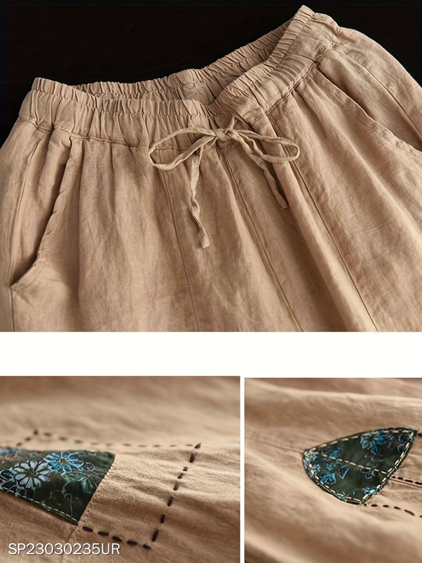 Women's Plus Embroidered Wide Leg Pants
