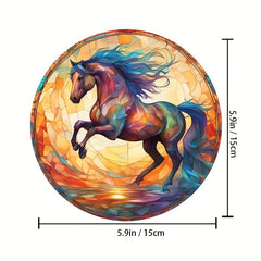 Funny Horse Suncatcher Stained Window Hanging Outdoor Housewarming Decor