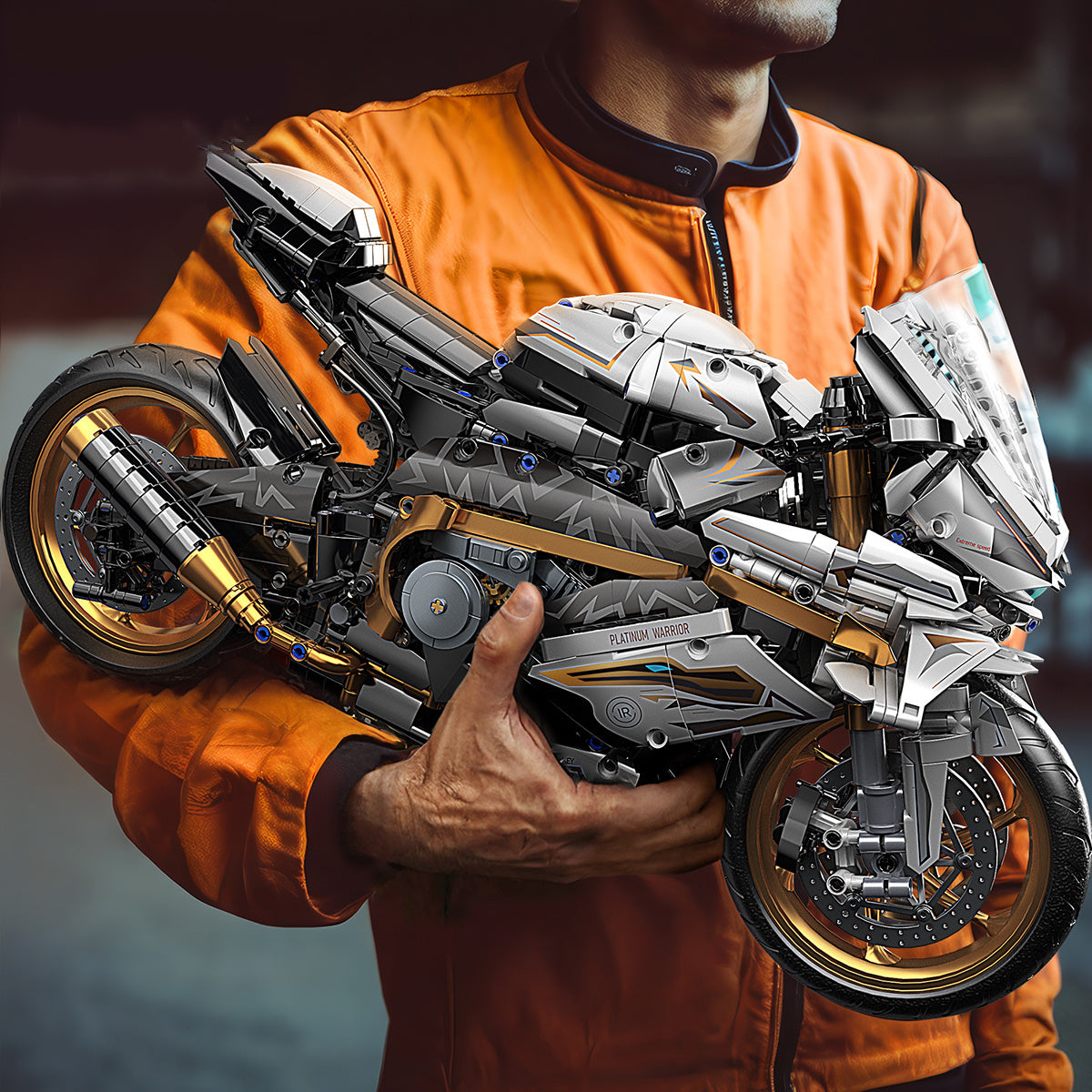 Platinum Motorcycle Building Blocks Model Easy Assembly Perfect Gift