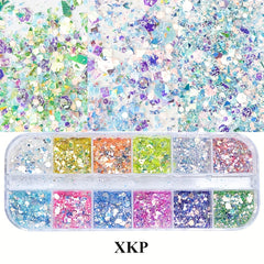Iridescent Crystal Hexagon Nail Glitter Sequins Mermaid Flake