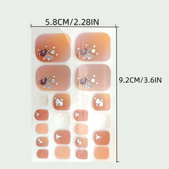 5 Full Wraps Toe Nail Polish Stickers with Nail Files