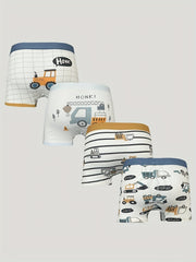 4pcs Boys Dinosaur Seahorse Boxer Briefs Underwear Soft Comfortable Kids Clothes