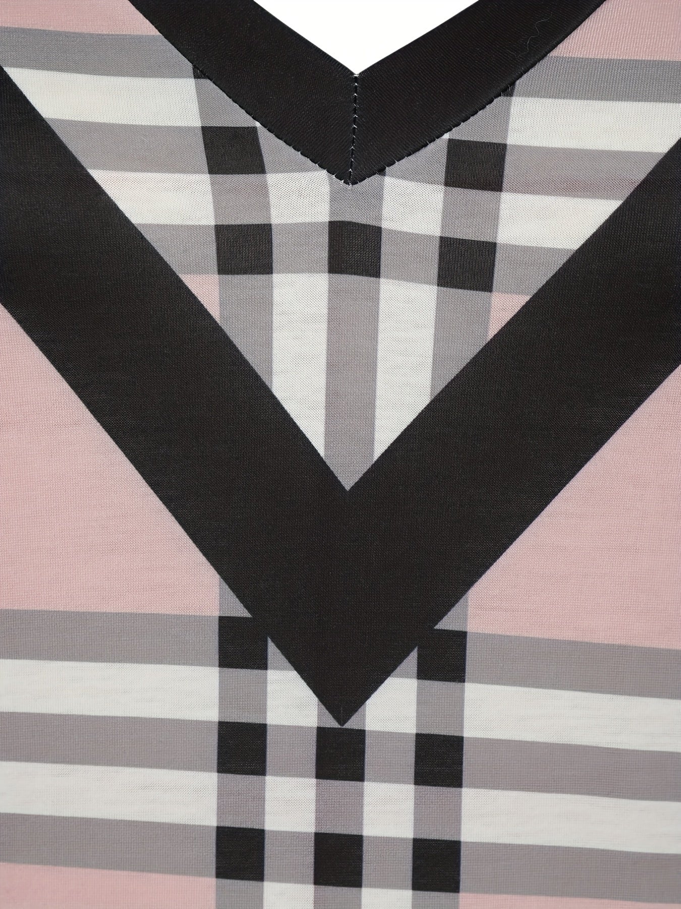  Colorblock Plaid Print Bodycon Midi Dress