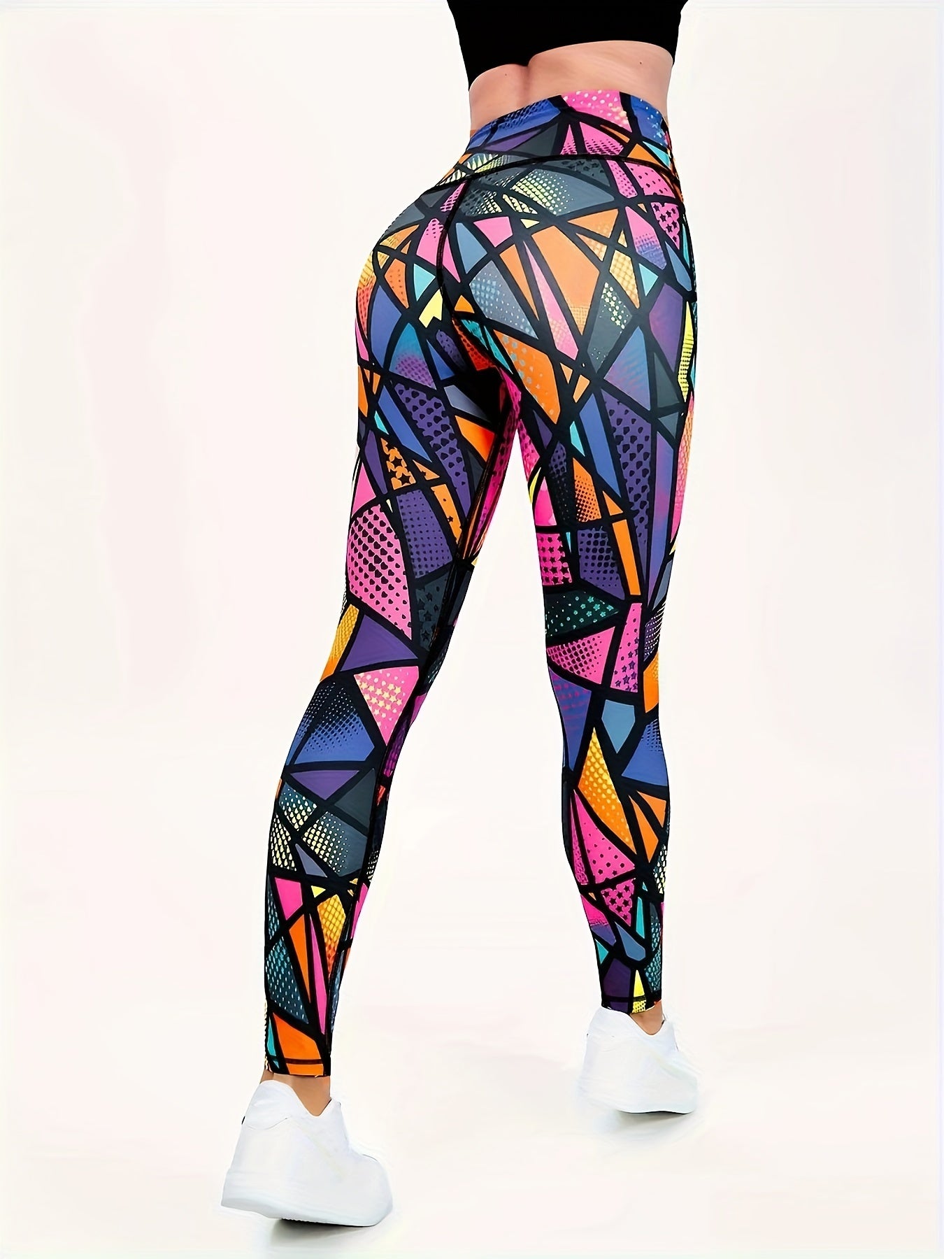 Geometric Print Yoga Pants Slim Fit High Waist Leggings