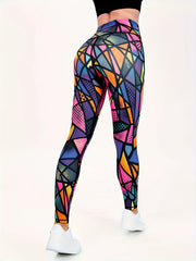 Geometric Print Yoga Pants High Waist Slimming Leggings Women's Activewear