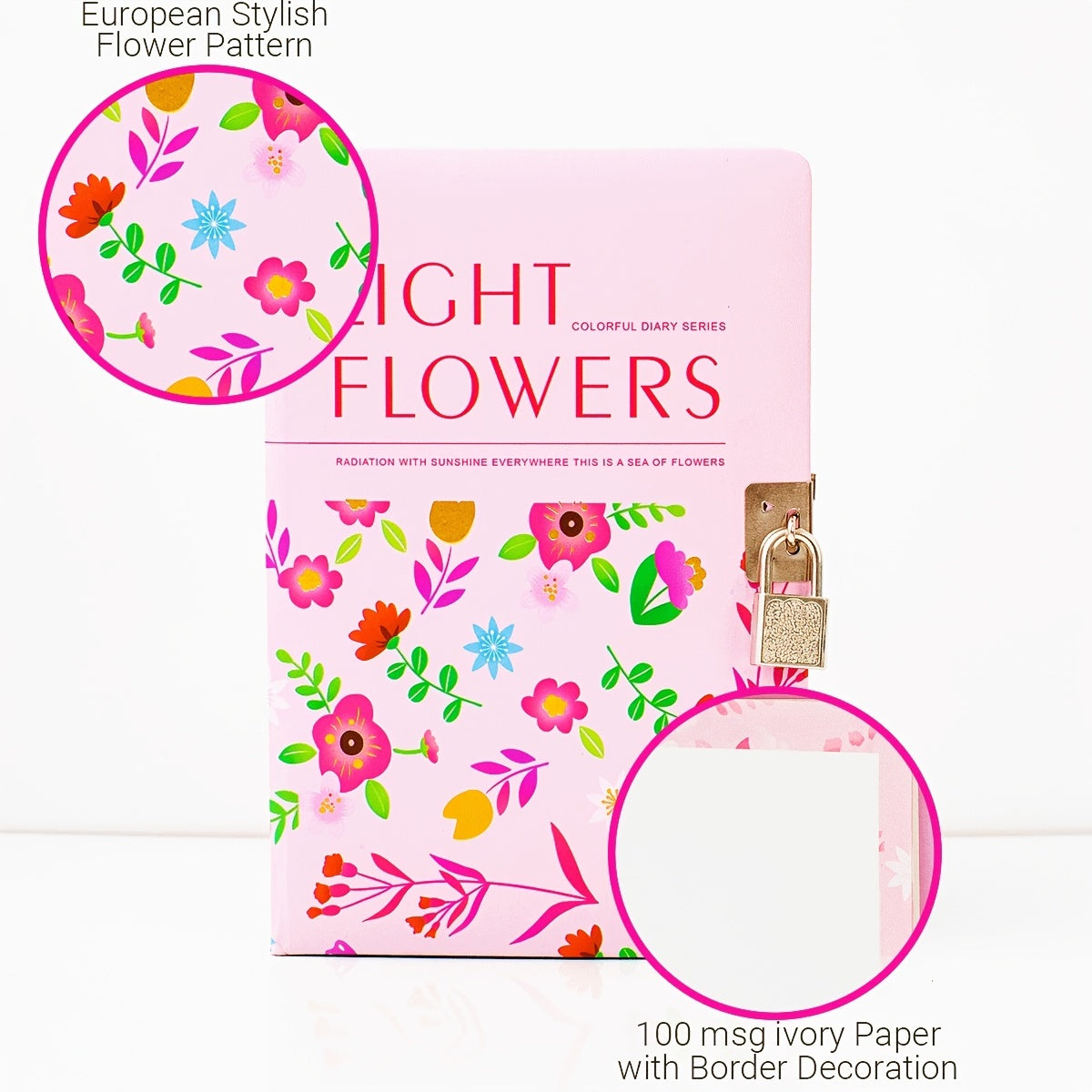 Flower Lockable Diary A5 160 Pages 100GSM Paper