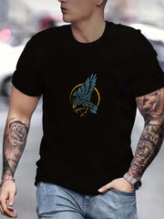 Eagle Print Men's Graphic Crew Neck Active Tshirt