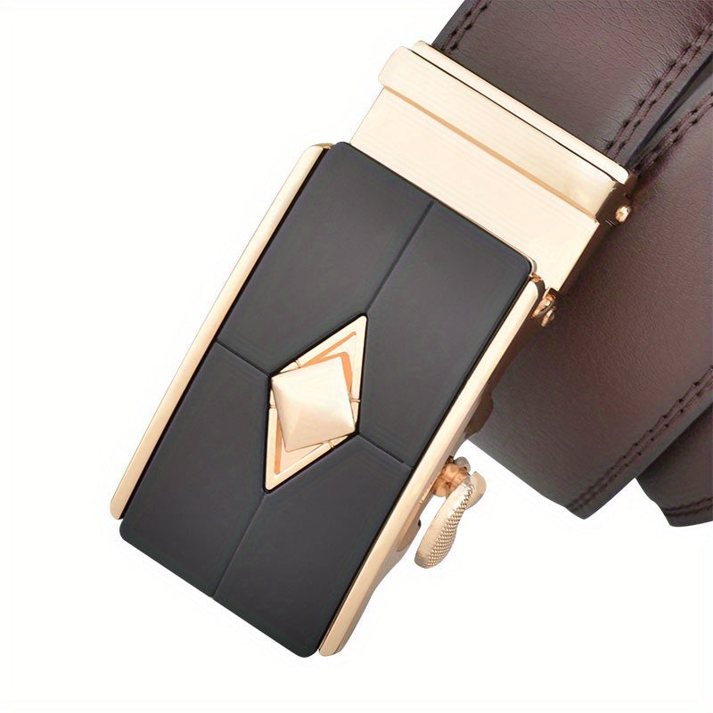 Men's Leather Belt Automatic Buckle Business Suit Waist Strap