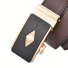 Men's Leather Belt Automatic Buckle Business Suit Waist Strap