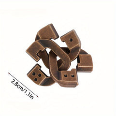 Brother Lock Classic Metal Puzzle Antique Bronze Portable Mental Stimulation Toy