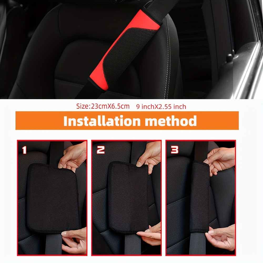 1pc PU Leather 3D Mesh Car Seat Belt Shoulder Protector Cover