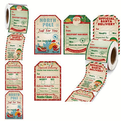 200 Christmas Holiday Gift Series Stickers Roll - Self Adhesive Labels