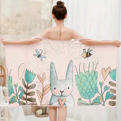 Cartoon Animal Pattern Bath Towel - Microfiber Bath Skirt for Adults