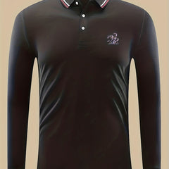 Snake Print Men's Casual Long Sleeve Polo Shirt
